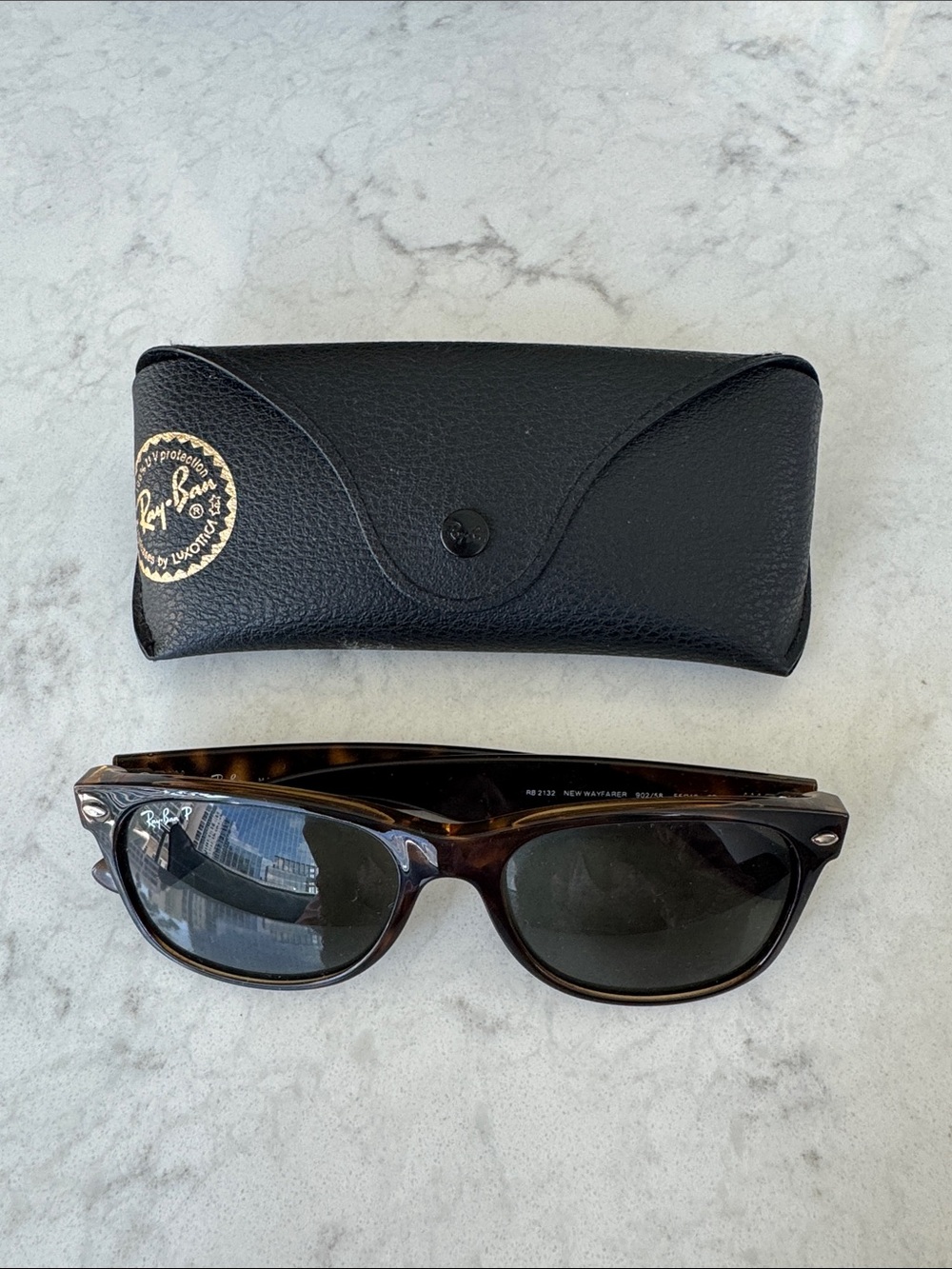 Women’s Ray-Ban Tortoise Shell New Wayfarer Sunglasses with Black Lenses